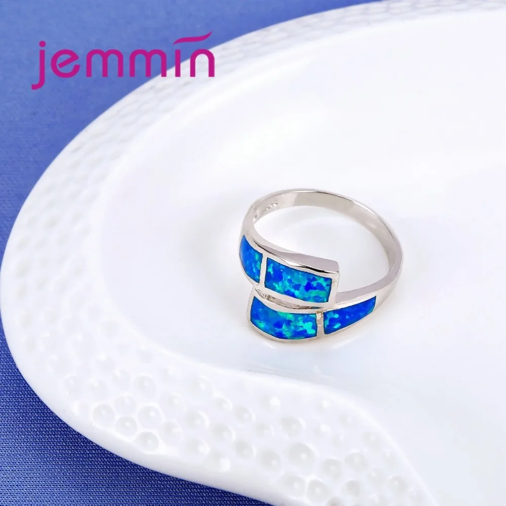 New Fashion Blue Fire Opal Ring 925 Sterling Silver Jewelry Wedding Party Engagement Jewellery For Women Hot Sell