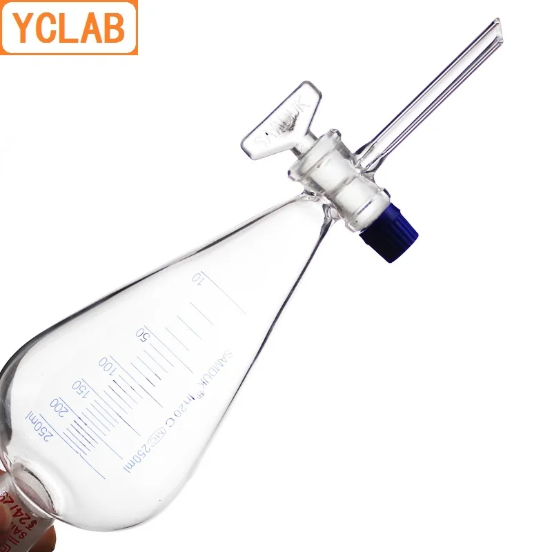 YCLAB 500mL Seperatory Funnel Pear Shape with Graduation Ground in Glass Stopper and Stopcock Laboratory Chemistry Equipment