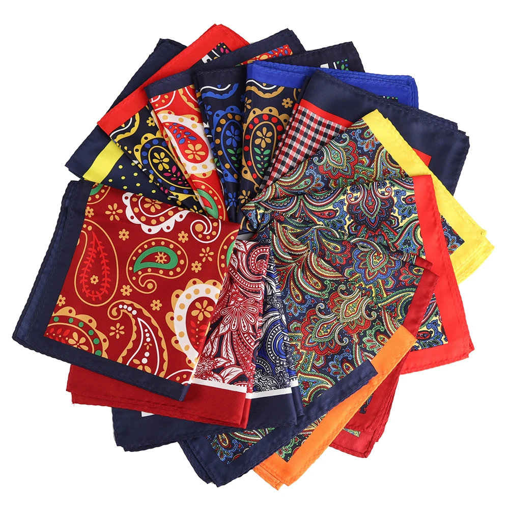 Tailor Smith Luxury 33X33 cm Large Handkerchief Paisley Floral Polka Dot Pocket Squares Microfiber Screen Printing Men Hankies