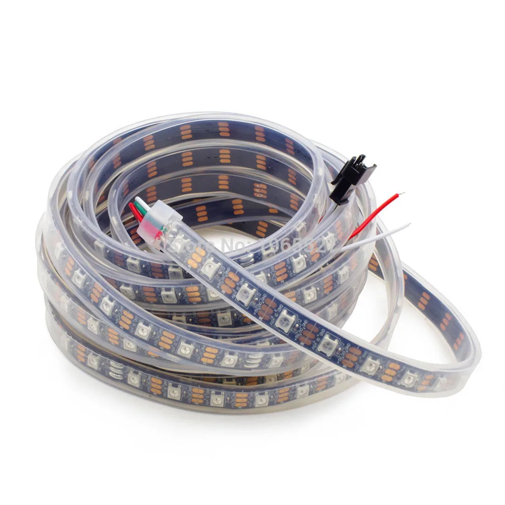 5M WS2812B Digital RGB LED Strip light, 60LEDs/m 60Pixels/m WS2811 IC built-in the 5050 SMD RGB LED, Waterproof IP67, DC5V input