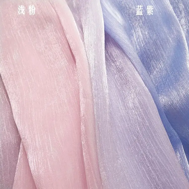 5meters Discoloration bling-bling hard Organza yarn printing fabric hanfu/lolita/COSPLAY dress fabric cloth