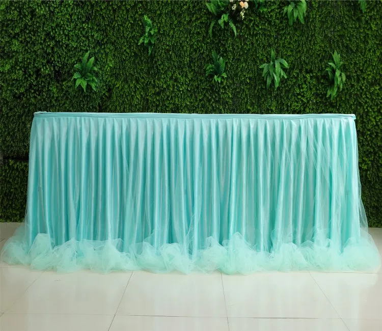 Ice Silk And Organza Table Skirt for Party Wedding Home Decoration Birthday Party / Baby Shower Chiffon Table Skirt