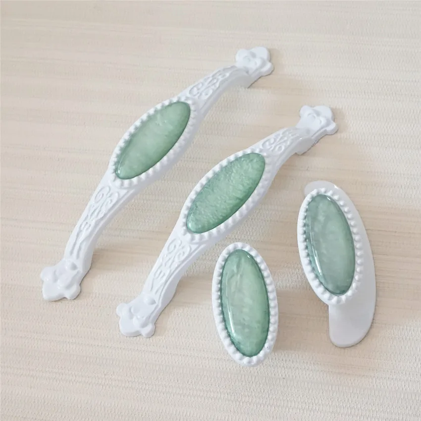 2.5'' 3.75'' 5'' Chic Drawer Knobs Pulls Handles Dresser Pull White Green Kitchen Cabinet Handles Knobs Door Handles