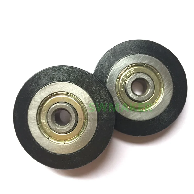 10pcs 6*39*8mm shift door pulley, concave wheel U groove, wire rope over line wheel, rubber wrapped plastic nylon bearing roller