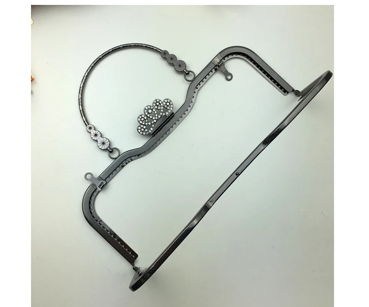 DIY metal purse clasp frame knurling mouth golden bag hardware accessories crown diamond with handle 27cm