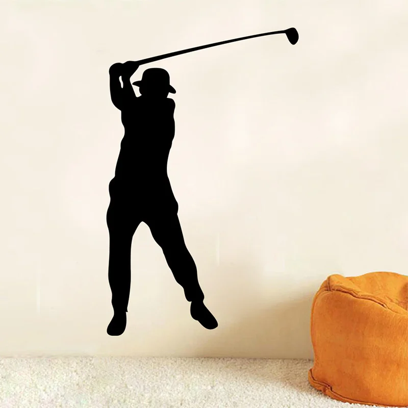 Player Silhouette Self Adhesive Vinyl Golf Putter Wall Sticker Living Room Home Decor