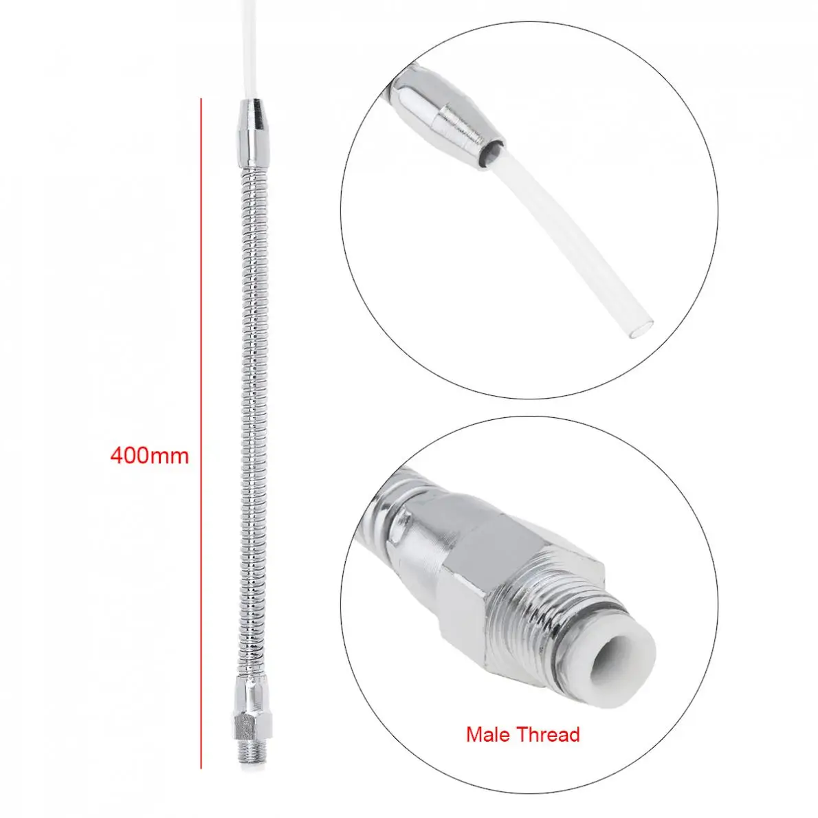 1/4 Polegada prata 400mm metal flexível tubo de resfriamento de óleo de água com bocal de cabeça redonda para máquina cnc/fresagem/torno