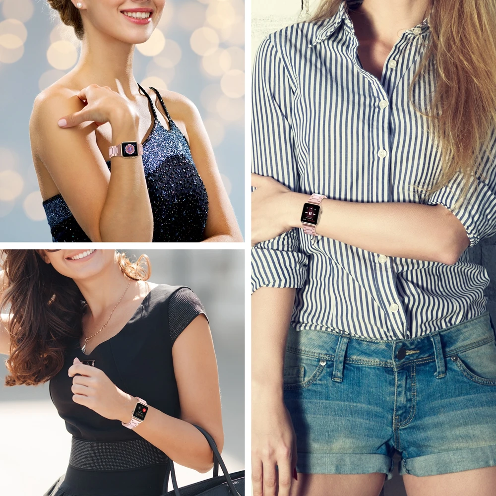 Wearlizer for Apple Watch Band Stainless Steel 40mm 41mm 45mm 44mm Butterfly Strap for Apple Watch Series 8 7 SE 6 5 4 3 2 1