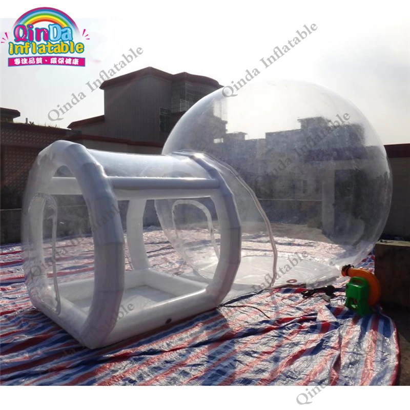 3m Diameter Inflatable Transparebt Camping Tent,0.6mm Pvc Inflatable Air Bubble Tent With Frame Tube Entrance