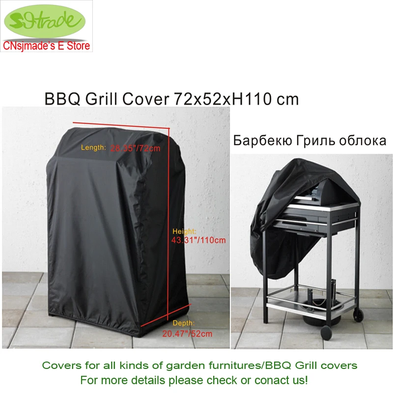 Black BBQ Cover 72x52x110H Waterproof Oxford Barbecue Grill Cover Custom made BBQ Grill Outdoor Furniture Protective Cover