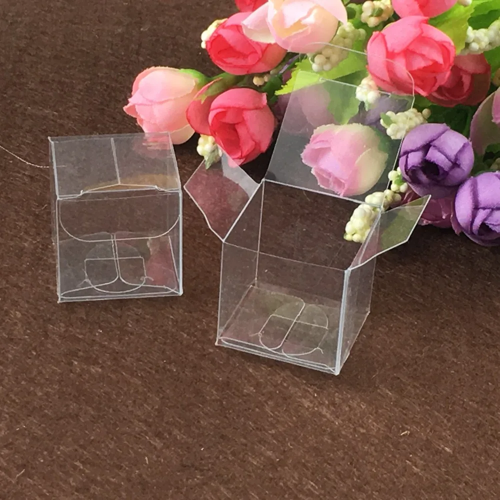 500pcs 7*7*7cm clear plastic pvc boxes packaging for giftchocolatecandycosmeticcakecrafts display package transparent Box