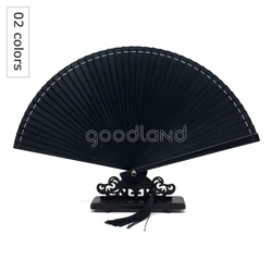 Free Shipping 1pcs Coffee Black Chinese Japanese Full Bamboo Hand Fan, Bamboo Hand Held Folding Fan With Free Tassel For Gift