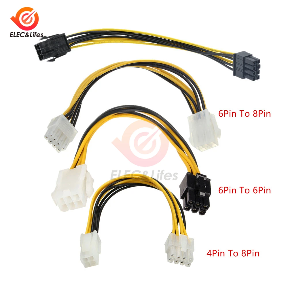 Kabel Daya PCIe 6Pin Ke 8Pin Kabel Konverter Daya Ekspres PCI untuk Kartu Video GPU PCIE PCI 6-Pin Kabel Daya 8-Pin