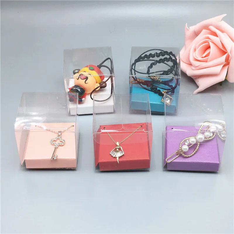 1pcs Clear Plastic Boxes+1pcs Necklace inner card, Fashion Pendant/Chain Jewelry accessories Transparent Waterproof display Box