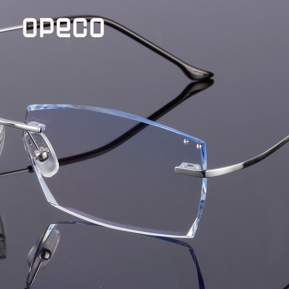 

Opeco New Trimming Men's Pure Titanium Eyewear Glasses Frame male rimless Myopia Optical Prescription Eyeglasses Spectacles