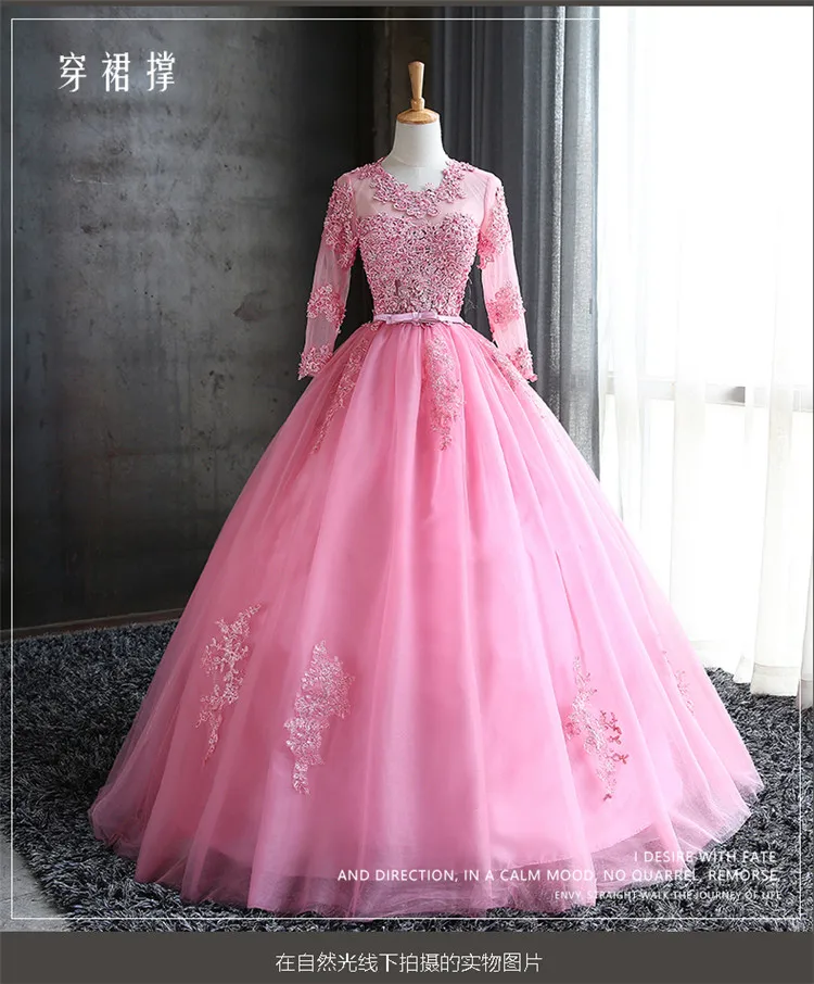 100%real luxury bean pink sleeve flower beading  vintage ball gown royal Medieval Renaissance Victorian dress Belle ball