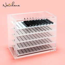 NATUHANA False Eyelash Extension Display Stand Acrylic 5 Layers Pallet Lash Display Holder Eyelashes Storage Box