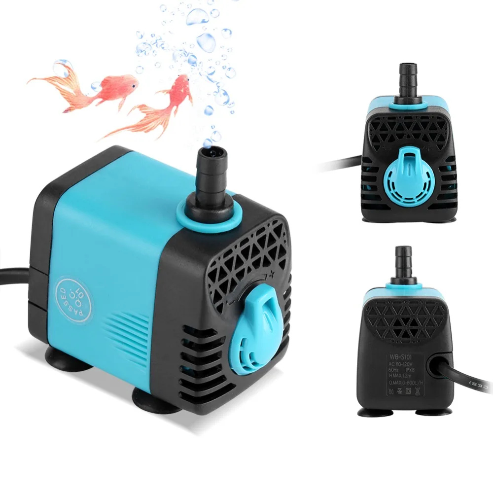 110V Ultra Quiet Waterproof IP68 Filter Water Pump for Aquarium Pond Submersible Fountain Pump 10/15/25/40/55W 600-3000L/H