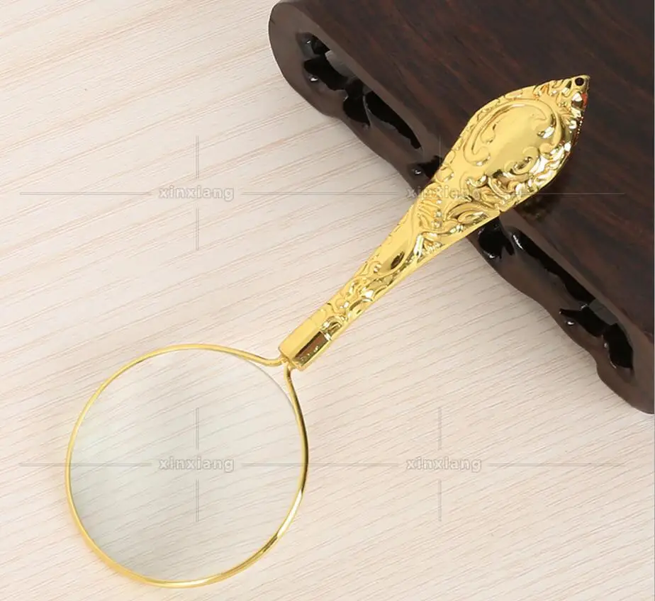 

5 Times Golden Handle Child Educational Metal Insects Viewer Toys Magnifying Glass Pocket Magnifier Gift Loupe Reading Glass