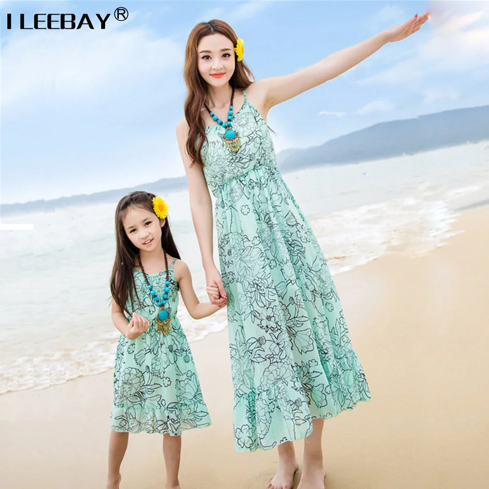 Mom and Daughter Dress Matching Mother Daughter Dresses Clothes Family Fitted mae e filha Roupa Mae e Filha Vestidos Family Look