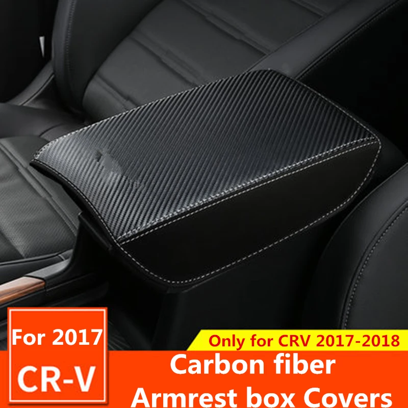 

Leather Car Armrest Covers pad Center Console Armrests Box Storage Protection Cushion Carbon fiber For Honda CR-V CRV 2017 2018