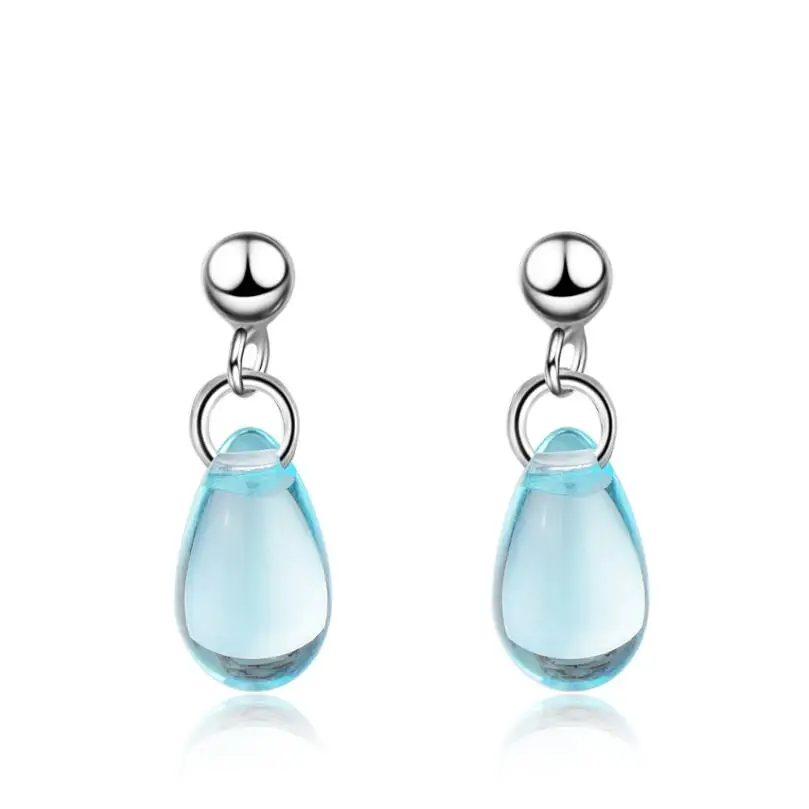 New Korean Literary Sweet Blue Water Droplets Earrings For Women Pendientes Jewelry Gift Brincos SAE55