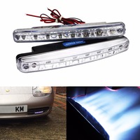 ANGRONG 1 Pair Car 8 LED White Guiding DRL Daytime Running Light Universal Headlight Parking Lamp Super Bright 12V 7000K
