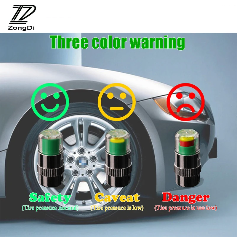 ZD 4X Car Tire Pressure monitoring valve cap Wheel Cover Rims For VW polo passat b5 b6 Mazda 3 6 cx-5 Toyota corolla Ford focus