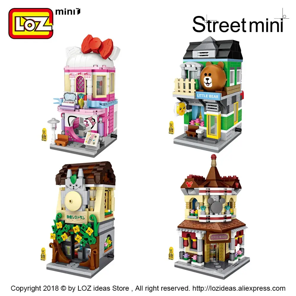 LOZ Mini Block Mini Street City 3d Building Blocks House Cartoon Shop Model DIY Assembly Toys for Children Educational Anime Fun