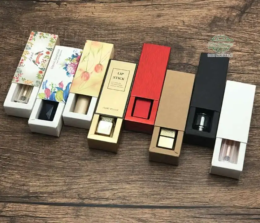 

27x27x88mm Multicolor Paper Drawer Packaing Boxes Lipstick Essential Oil Perfume Glass Bottle Box small drawer box 100pcs\lot