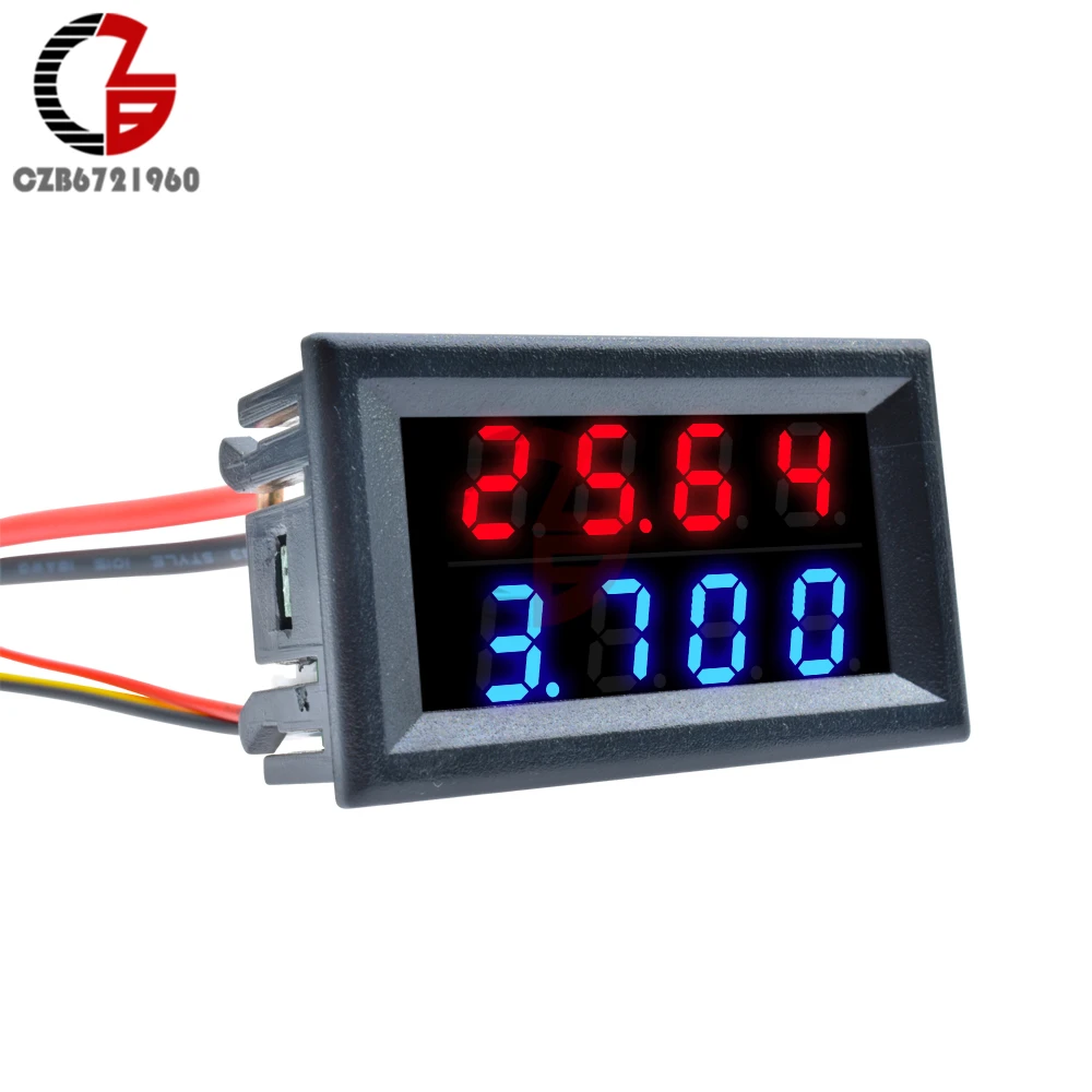 DC 100V 200V 10A LED Digital Voltmeter Ammeter 3 4 Bit 5 Wires Current Voltage Meter Car Auto Volt Tester Detector 110V 220V 12V