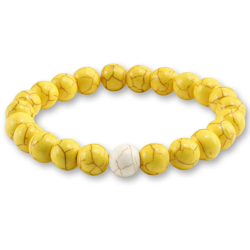 Trendy Yellow Natural Stone Beads Charm Bracelets & Bangles for Women Round Beaded Strand Bracelet Men Jewelry Pulseira Feminina