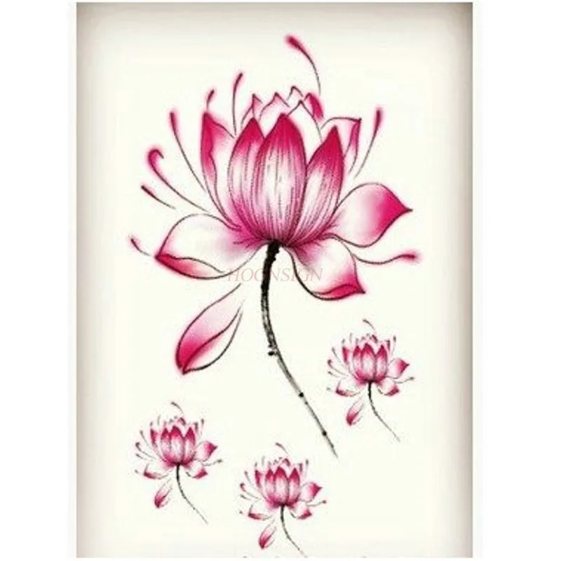 Small Fresh Lotus Lotus Realistic Tattoo Sticker Waterproof Female Sexy Tattoo Sticker Cover Scar Sale