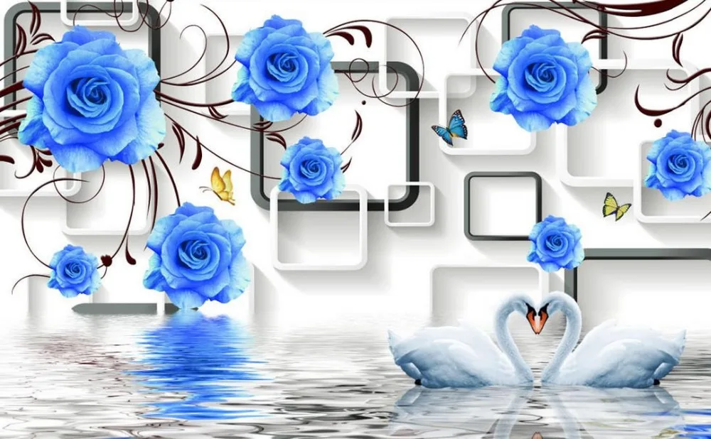 

Blue rose 3d wallpaper flower papel parede mural wallpaper 3d murals wallpaper for living room