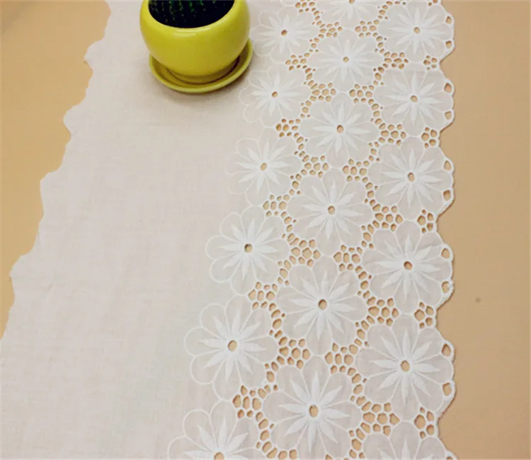 2yard offwhite Exquisite handmade cotton embroidery lace hollow width 34cm