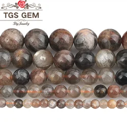 Natural Stone Beads Black Moonstone Gem Stone Round Loose Beads Beads For Bracelets Necklace Jewelry Making 4 6 8 10 12mm