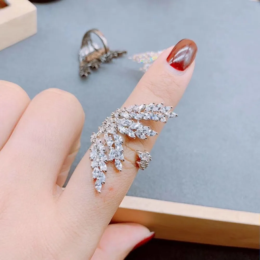 Trendy Women\'s Jewelry Hand Made Cubic zirconia round stone Ring White Gold-color Rings With Shining For Girl Gift J1699
