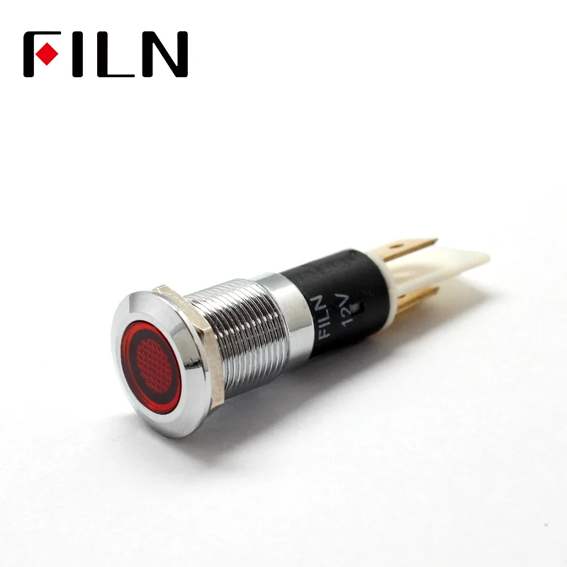 FILN 12mm 12V 24V 110V 220V Chrom Metall LED Pilotanzeige Armaturenbrett Signalanzeige Warnleuchte Auto Boot Marine mit 6,3mm Faston – Detail 6