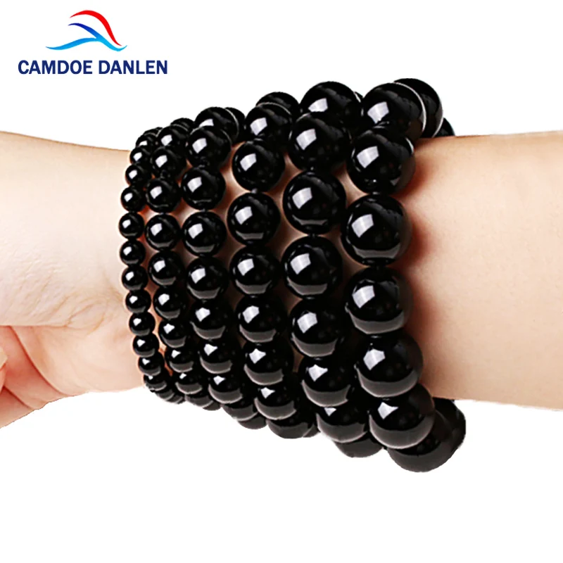 Fashion AAA Agates Bracelet Women Men Jewelry 4/6/8/12/14/16mm Black Onyx Bead Yoga Bracelets & Bangle Pulseira Masculin