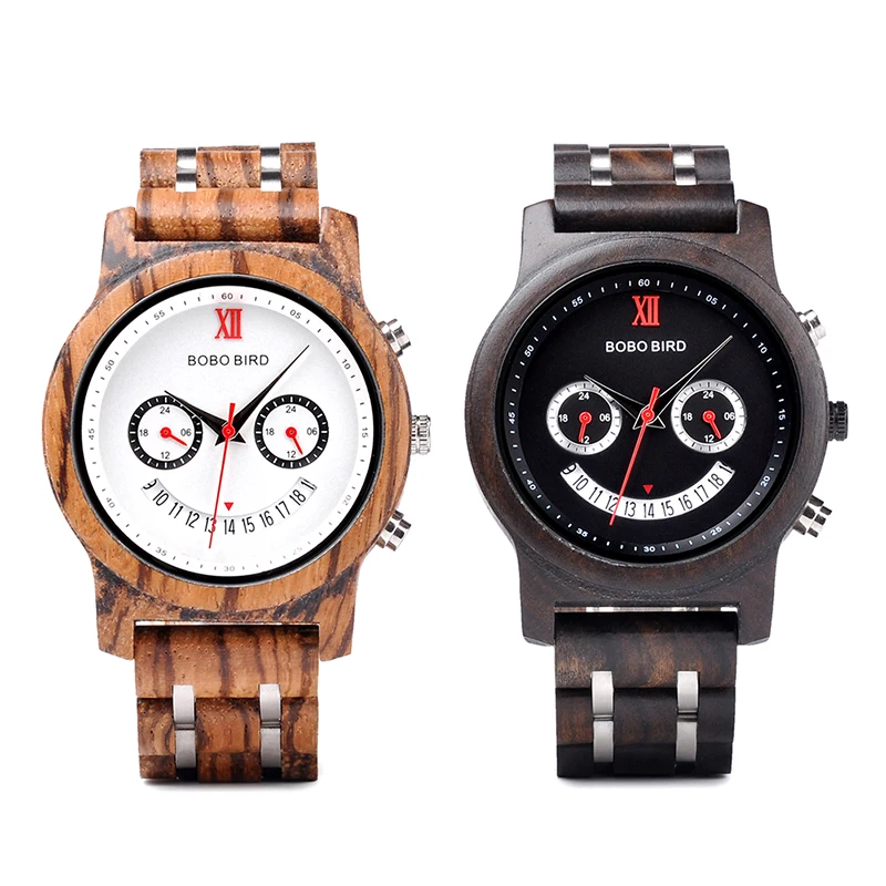 BOBO BIRD Newest Smile Face Design Wood Men Women Watches Chronograph Date Quartz Wristwatch Luxury Versatile Timepieces