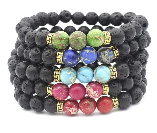 8mm hner2 mulitcolor rainbow agate lapis lazuli Onyx Macrame Braided black volcanic lava Bracelet Reiki Buddha Prayer Yoga