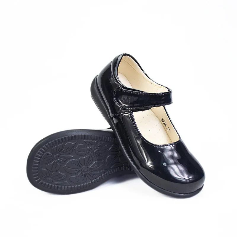 Children Shoes Girls Black Leather Shoes Students School Uniforms Shoes Kids Baby Performance Paint Leather Shiny Princess Shoes