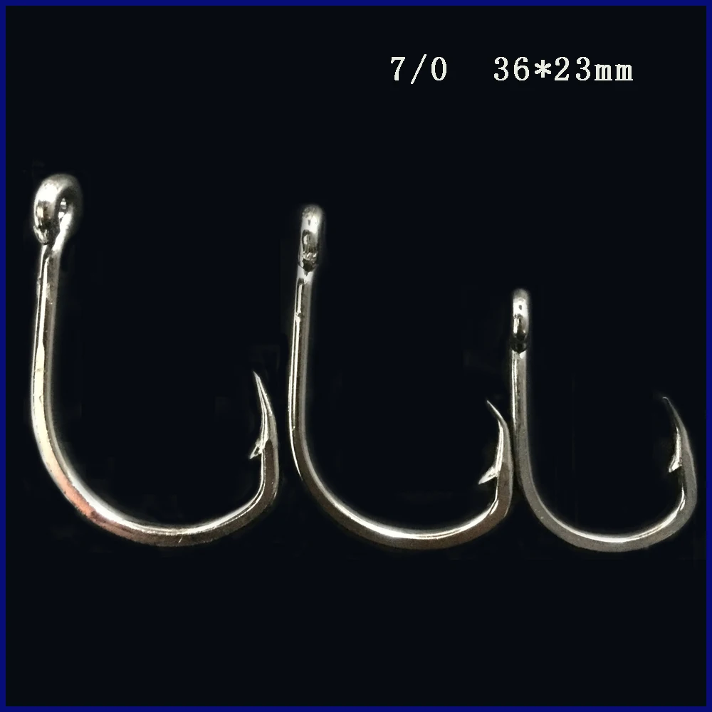 100pcs 10827 Stainless Steel Fishing Hooks Sharp Big Thick Tuna Bait Fishing Jigging Hook Size 7/0