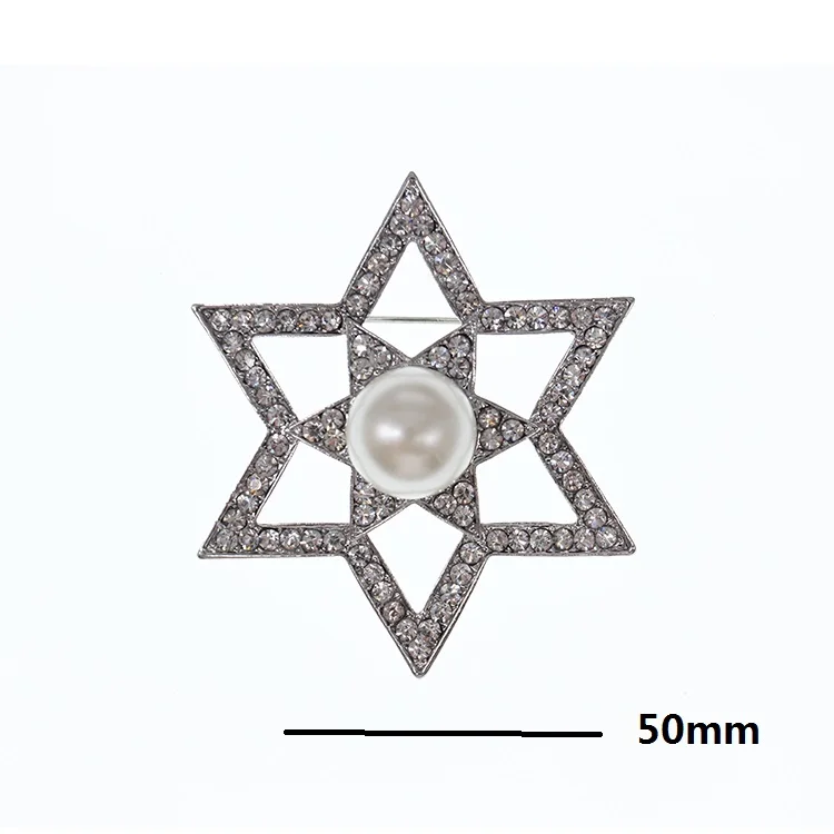 20pcs Fashion crystal sparkly Rhinestone star with pearl Pin Brooches pin Jewelry decoration for wedding invitation