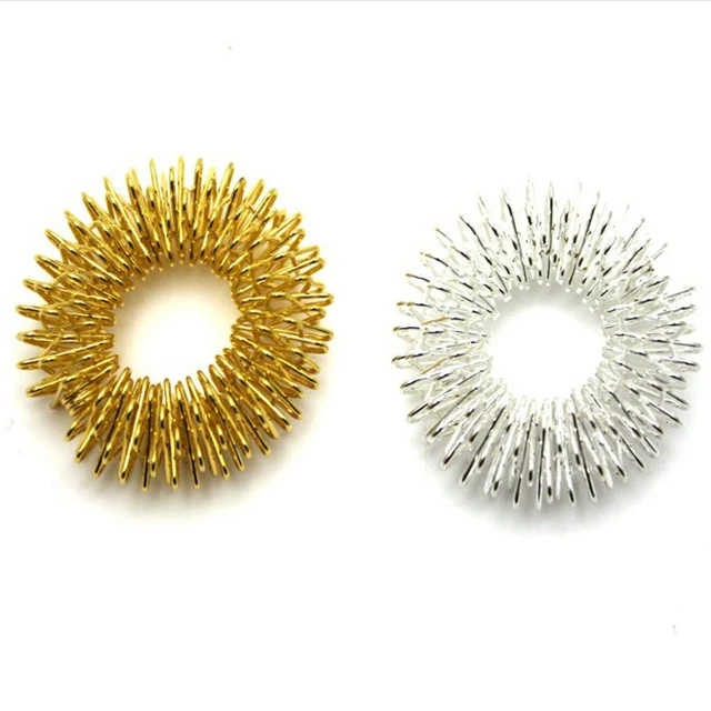 50pcs/lot Free Shipping Silver & gold Finger Massage Ring Elastic Finger Acupuncture Massager Circle Body Massage Health Care