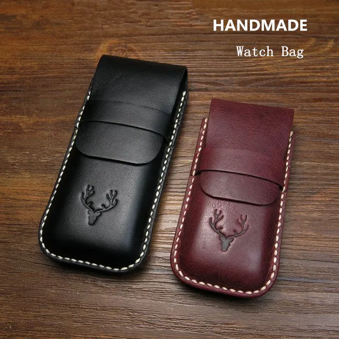 Handmade Single Leather Watch Box Luxury Watch Case Storage Box Travel Watch Bag For Men Black Watch Holder Watch Travel Case