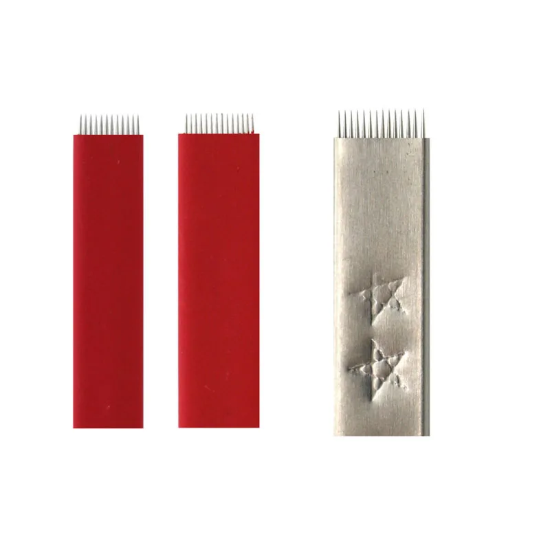 

500 x Microblading Needles Flat Shading Fog Eyebrow Tattoo 12/14 Pins Needles For Tobori Pen
