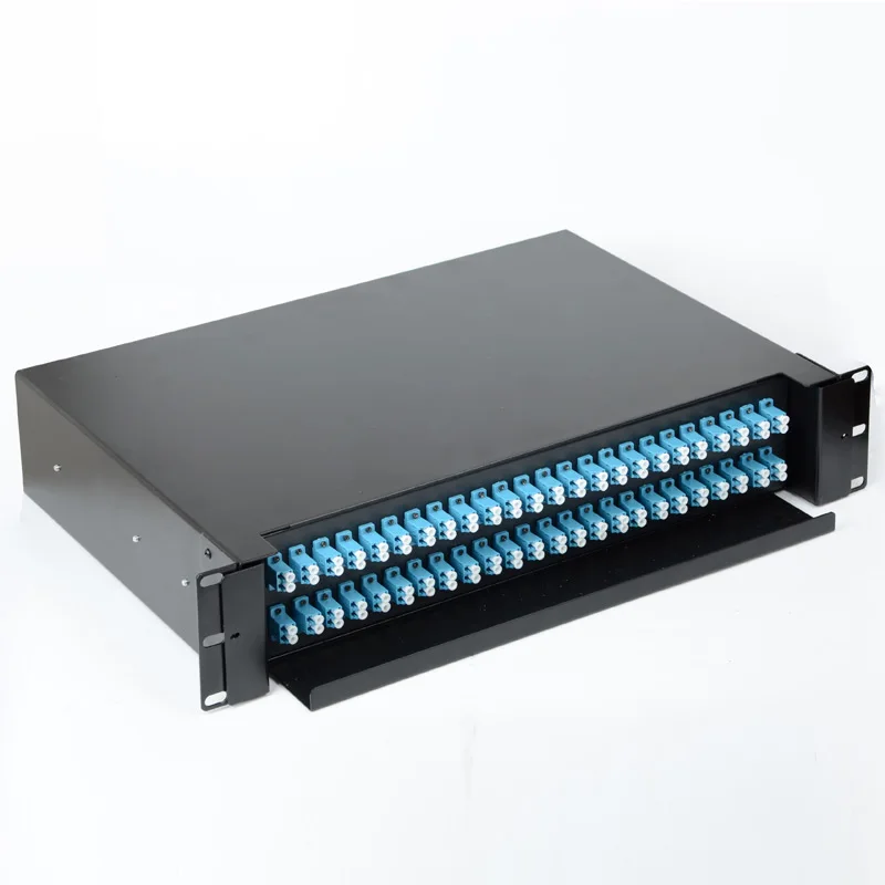 Drawer type Fiber optic terminal box 96 core Desktop LCwith adapter pigtail 48 Ports Fiber optical Patch Panel factory