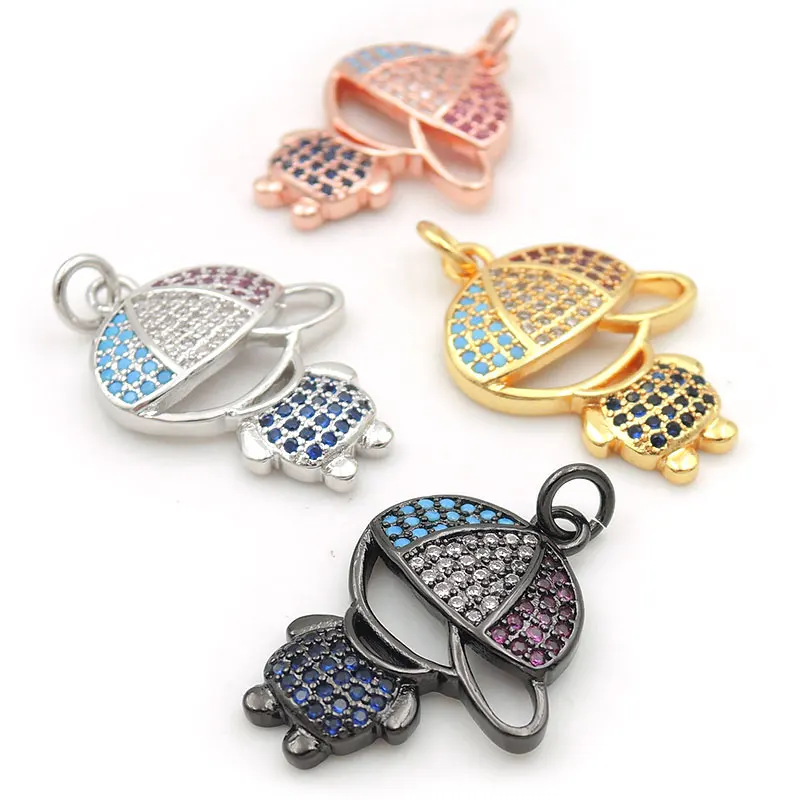 22*17*3mm Micro Pave Kallaite&Clear&Fuchsin&Blue CZ Boy Charm Fit For Men And Women Making Necklaces Jewelry