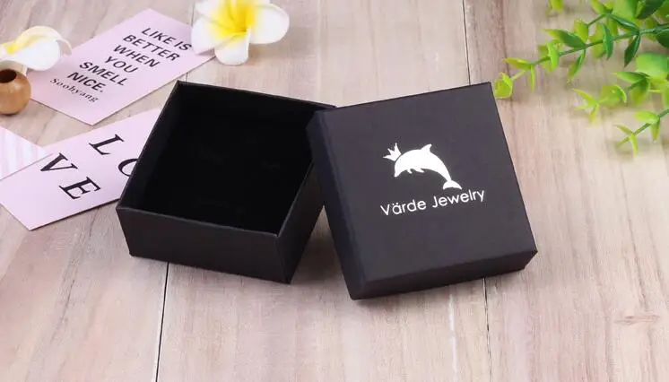 5Pcs/lot Custom Your Logo Kraft Box Paper Present Packaging Box Ring Earring Pendant Protection Christmas Gift Box 5x5cm